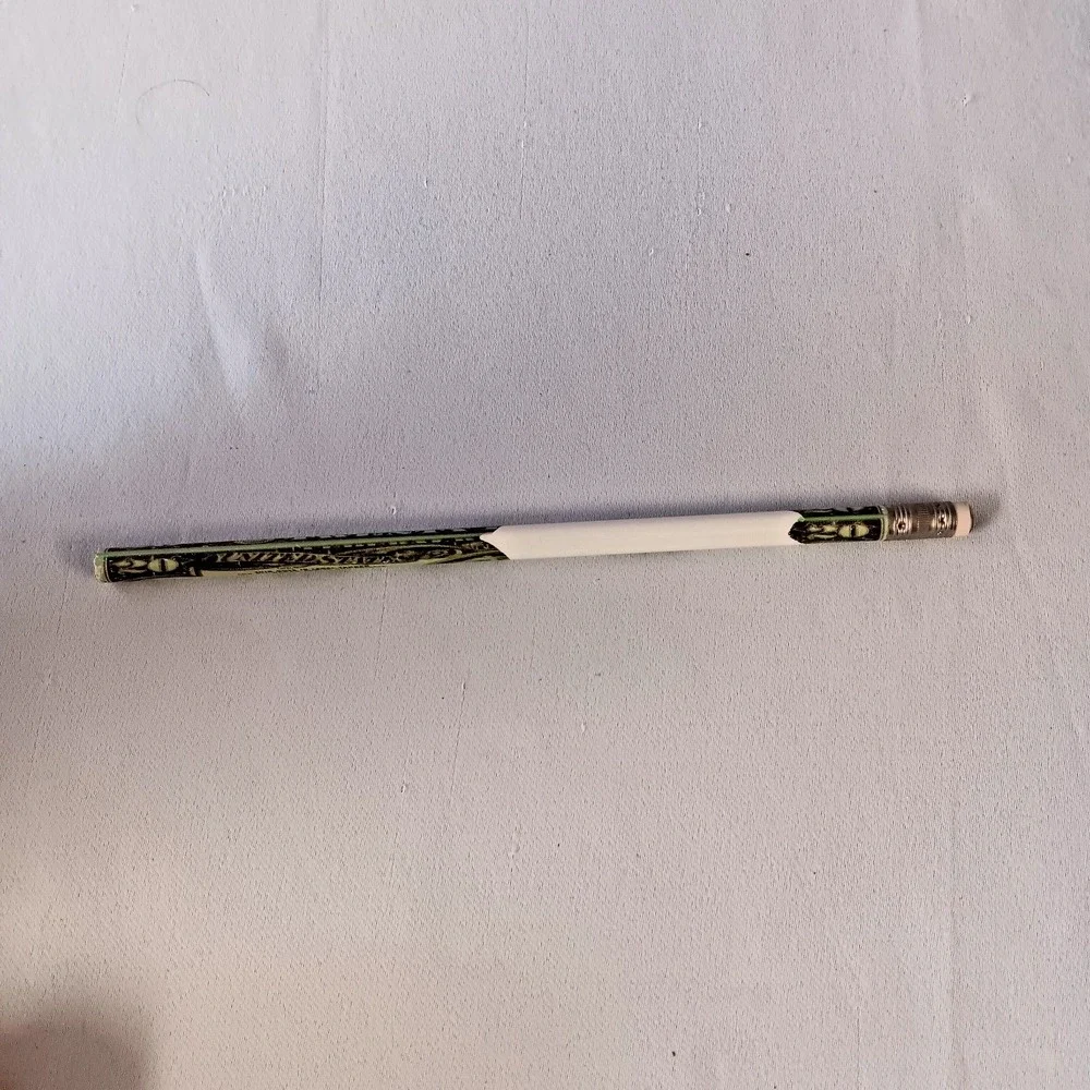 Vtg LaSalle Bank‎ Wood Pencil $20 Bill Money Art Chicago Banking Collectible